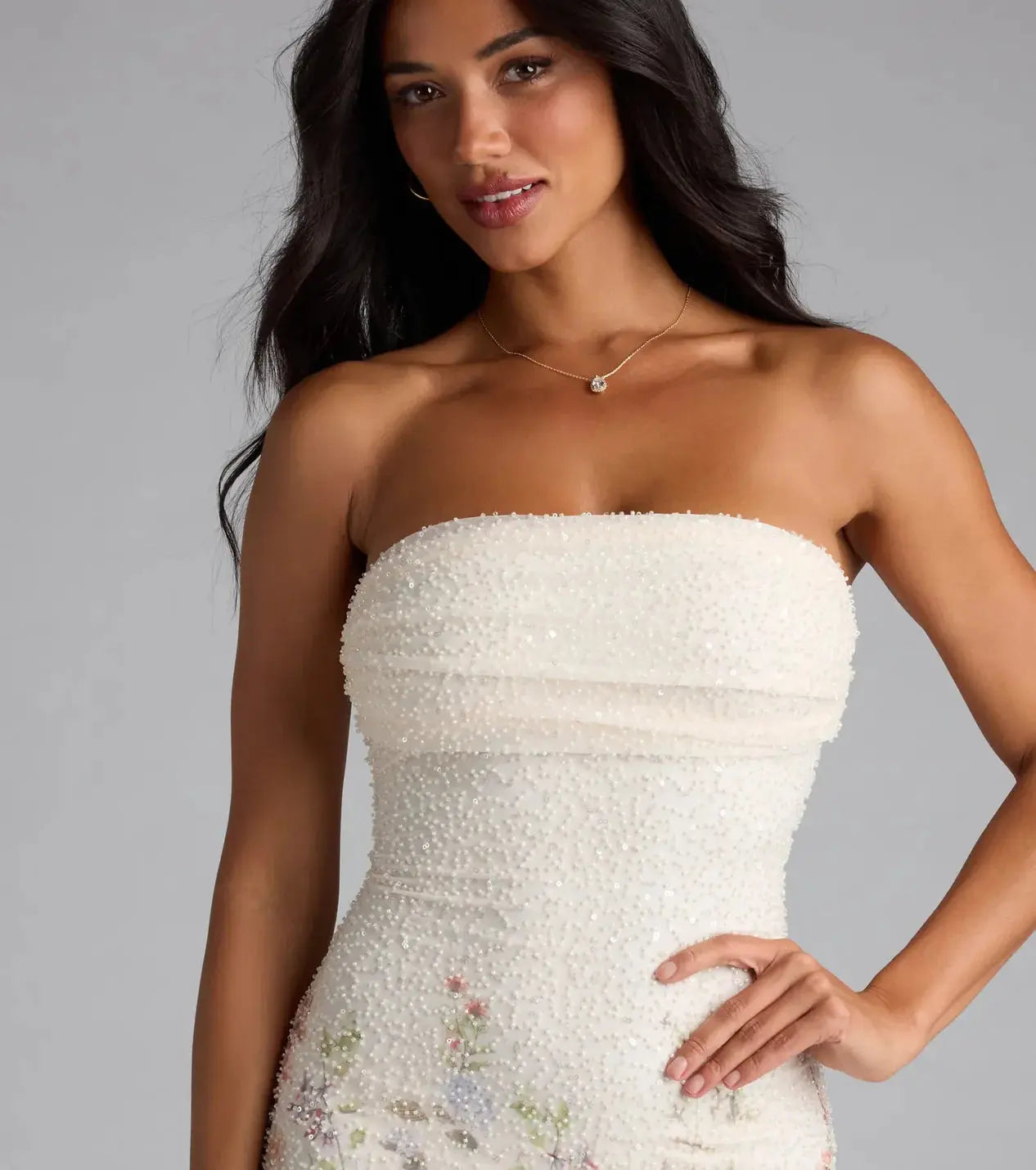 Effini Floral Beaded Mini Dress EFFINI
